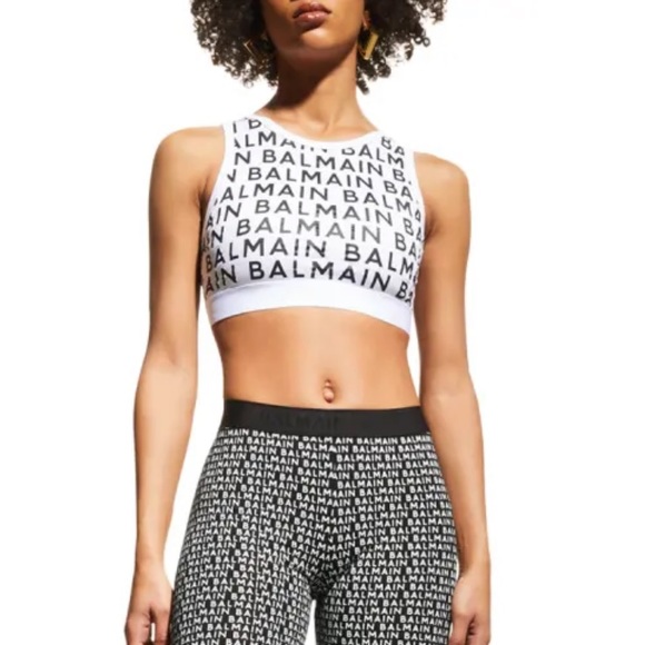 SOLD OUT***BALMAIN**White Logo Crop Top***F40; Large $320 - Picture 2 of 4